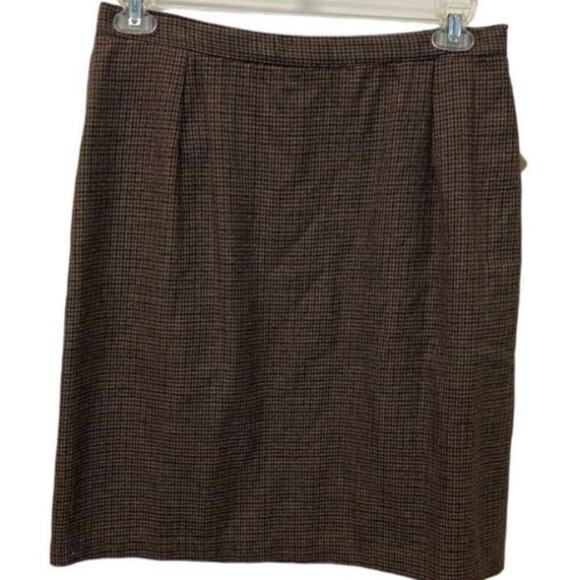 Briggs Of New York Women Size 16 Zip Up Pencil Skirt Brown Houndstooth Plaid NWT - Picture 1 of 4